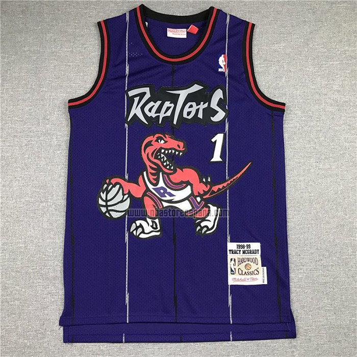 Camiseta Toronto Raptors Tracy McGrady NO 1 Hardwood Classics Throwback Violeta